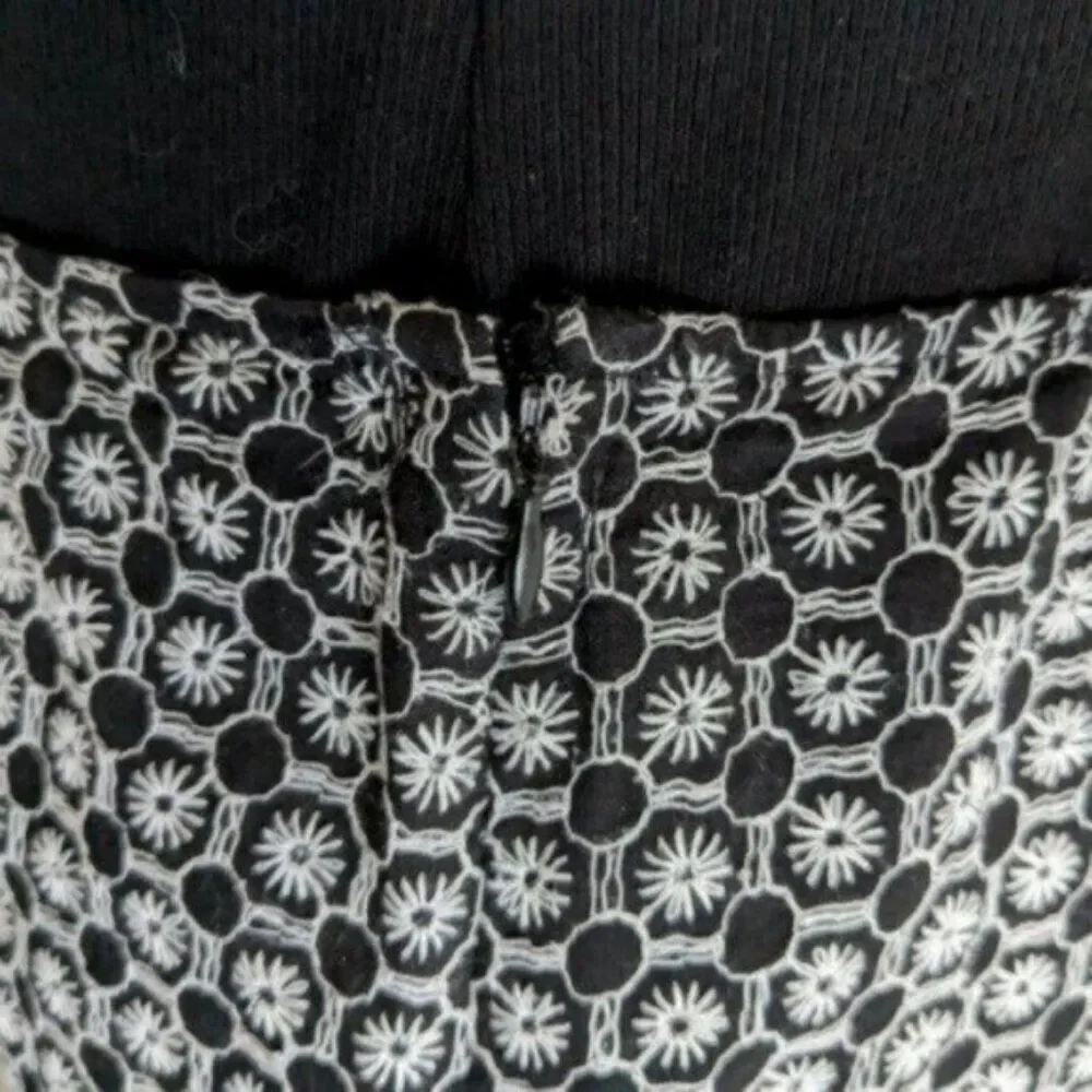 Beautiful Black and White Nine West skirt with embordered fabric
